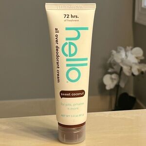 Hello All Over Deodorant Cream Sweet Coconut 3 oz. Aluminum Free Pits & Privates